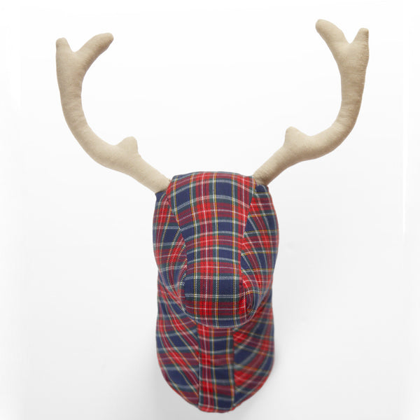 Soft Deer Head - Red Tartan